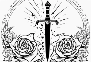 Feminine magical dagger with a splash of water swirling around it no flowers tattoo idea
