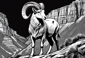 Bright angel trail with a big horn sheep tattoo idea