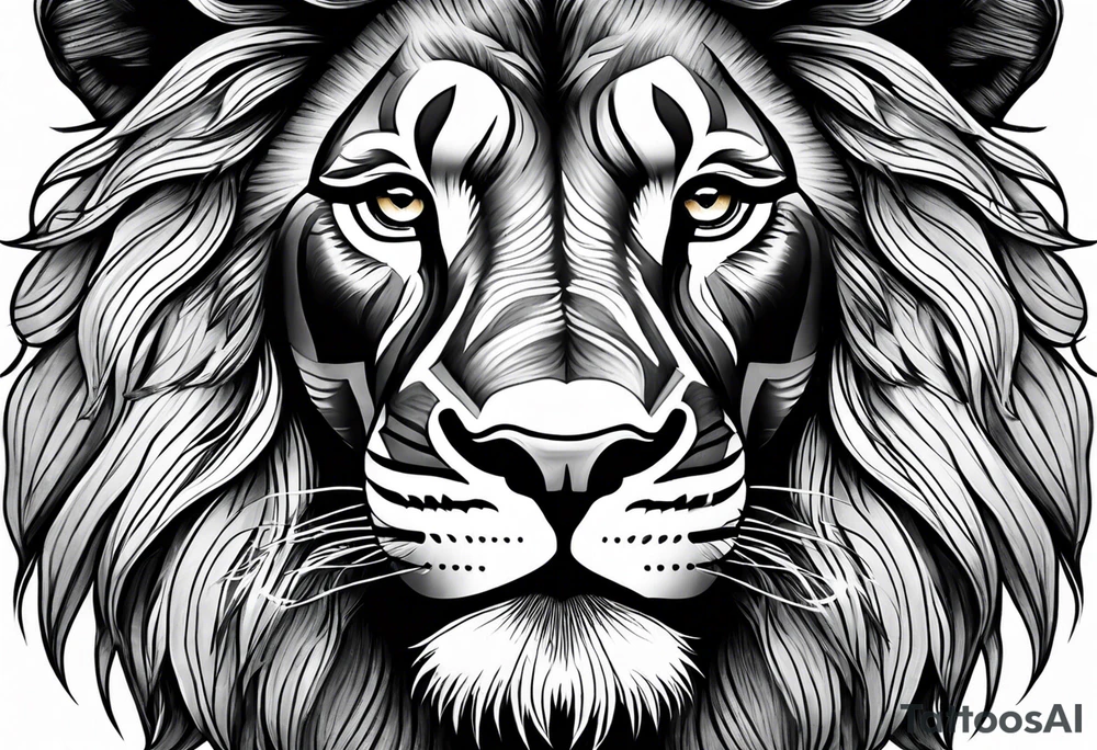 powerful majestic lion, close-up tattoo idea