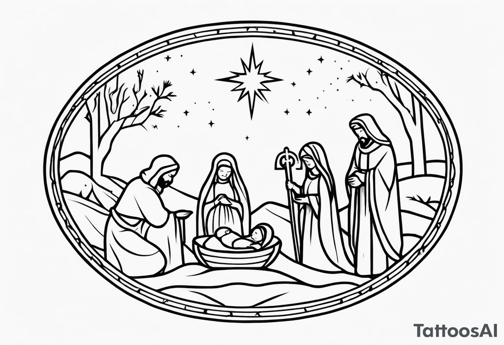 Traditional Nativity Scene tattoo idea
