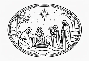 Traditional Nativity Scene tattoo idea