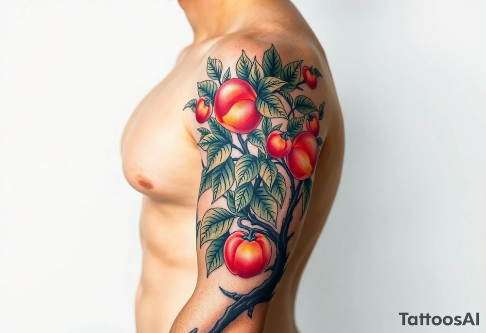Pepper plant peach tree tattoo idea