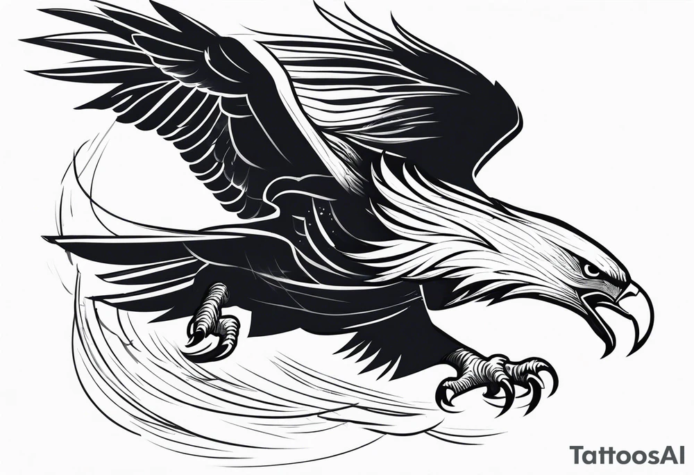 powerful majestic eagle swooping down into battle clutching sword tattoo idea