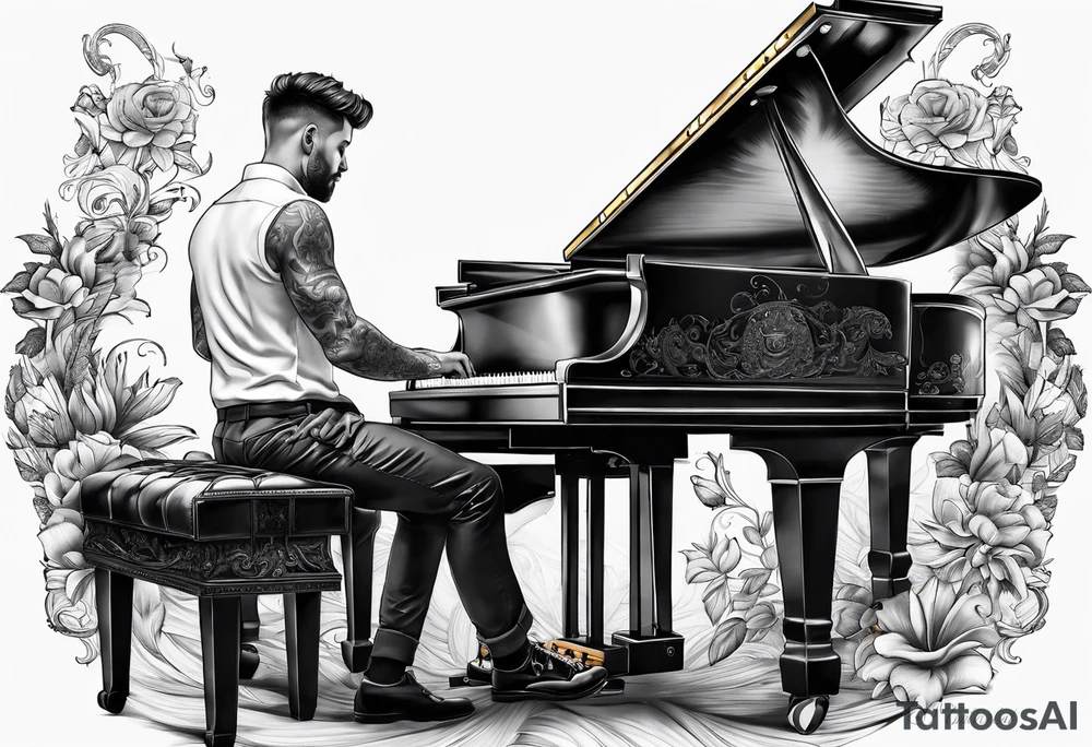 Man playing piano tattoo idea