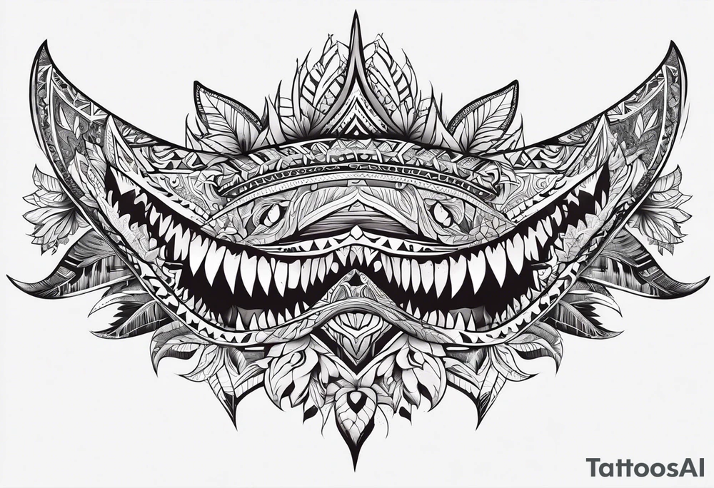 tribal shark teeth, tribal patterns and flowers for forearm tattoo idea