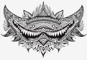 tribal shark teeth, tribal patterns and flowers for forearm tattoo idea