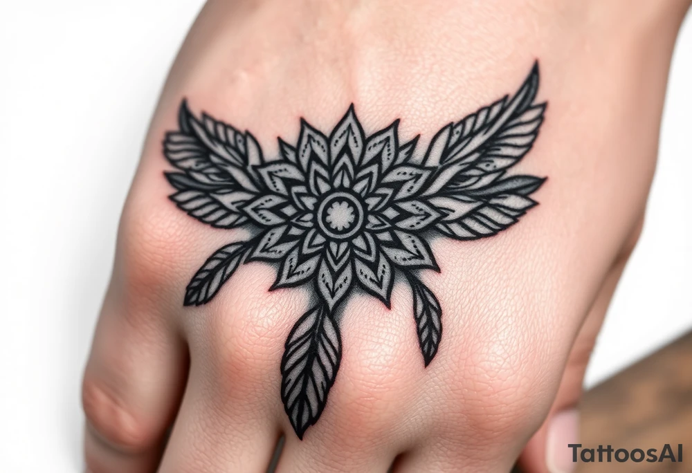 spiritual feathers ornamental mandala shaman tattoo idea