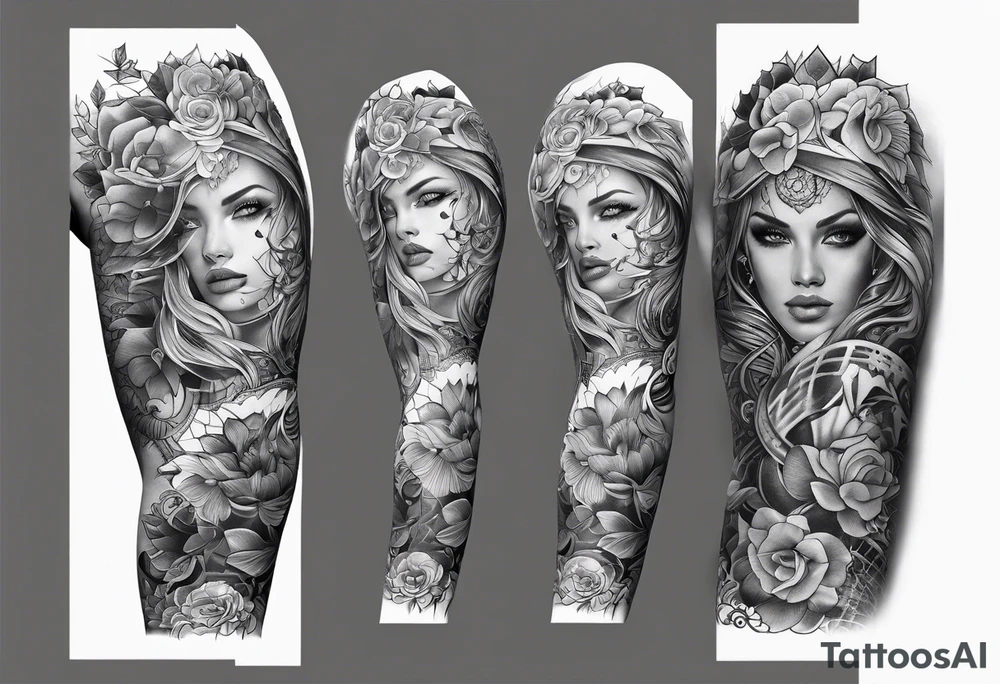 Patchwork sleeve tattoo idea