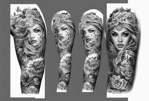 Patchwork sleeve tattoo idea