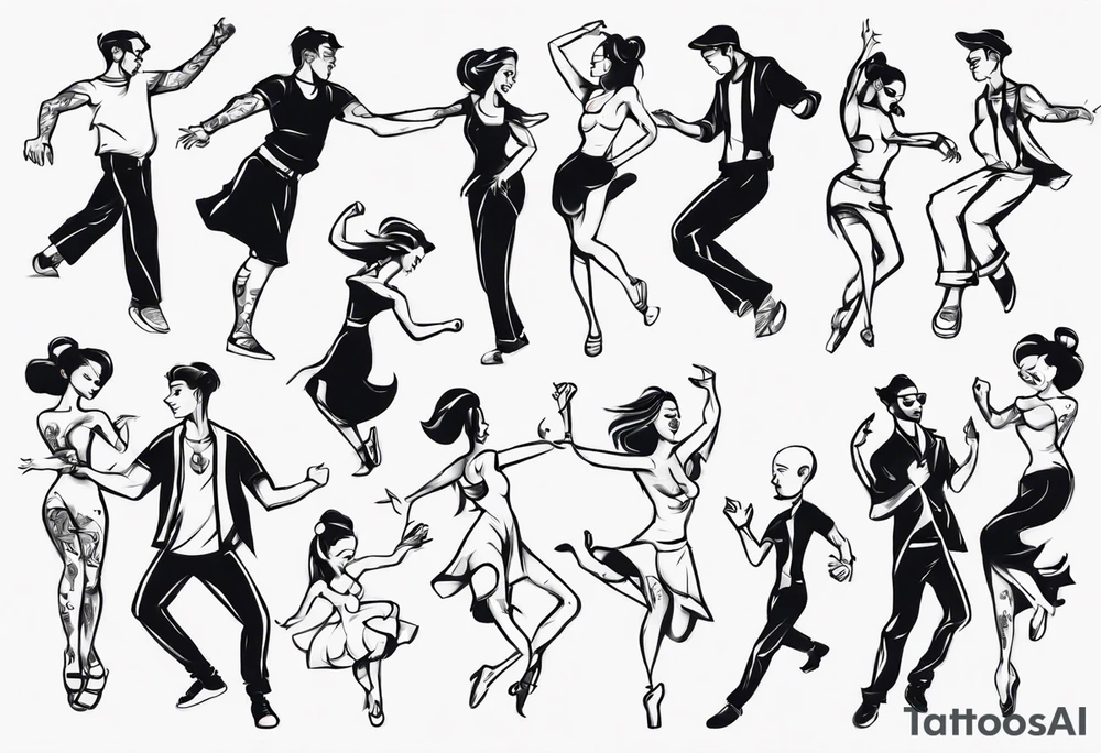 Dancing guy and girl tattoo idea