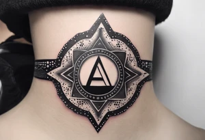the letters A R in the middle of a ninja headband tattoo idea