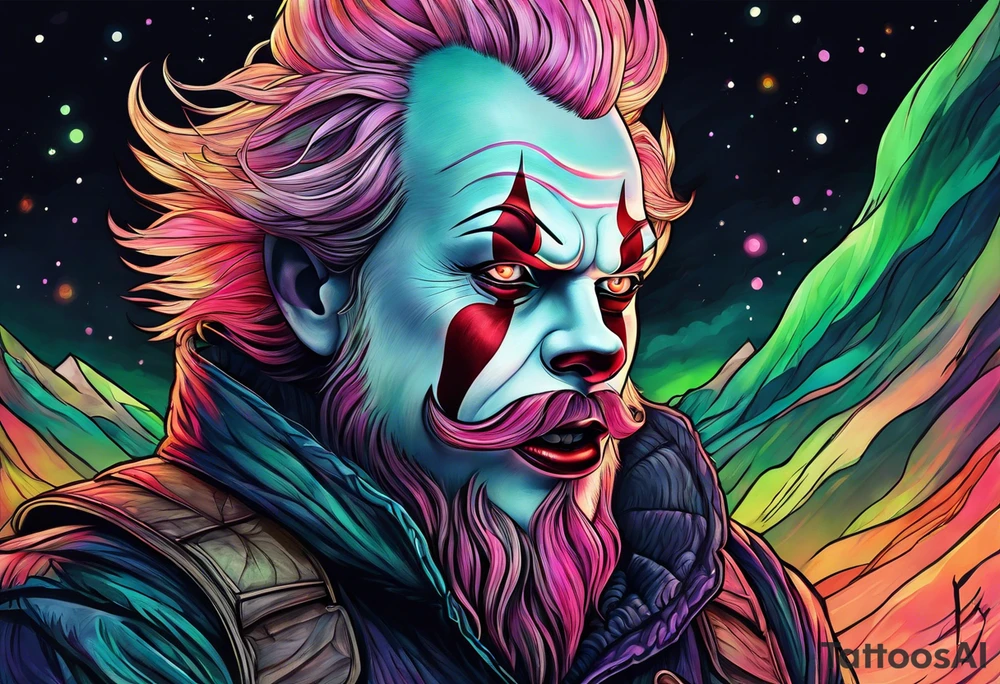 Northern lights with pennywise tattoo idea