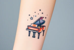 Grand piano under stars tattoo idea