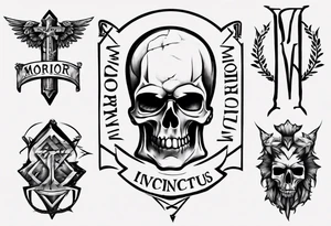 roman font saying "morior invictus" tattoo idea