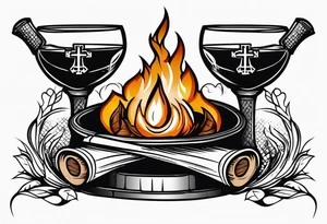 christian 
cross, campfire, golf , whiskey glass, cabin tattoo idea