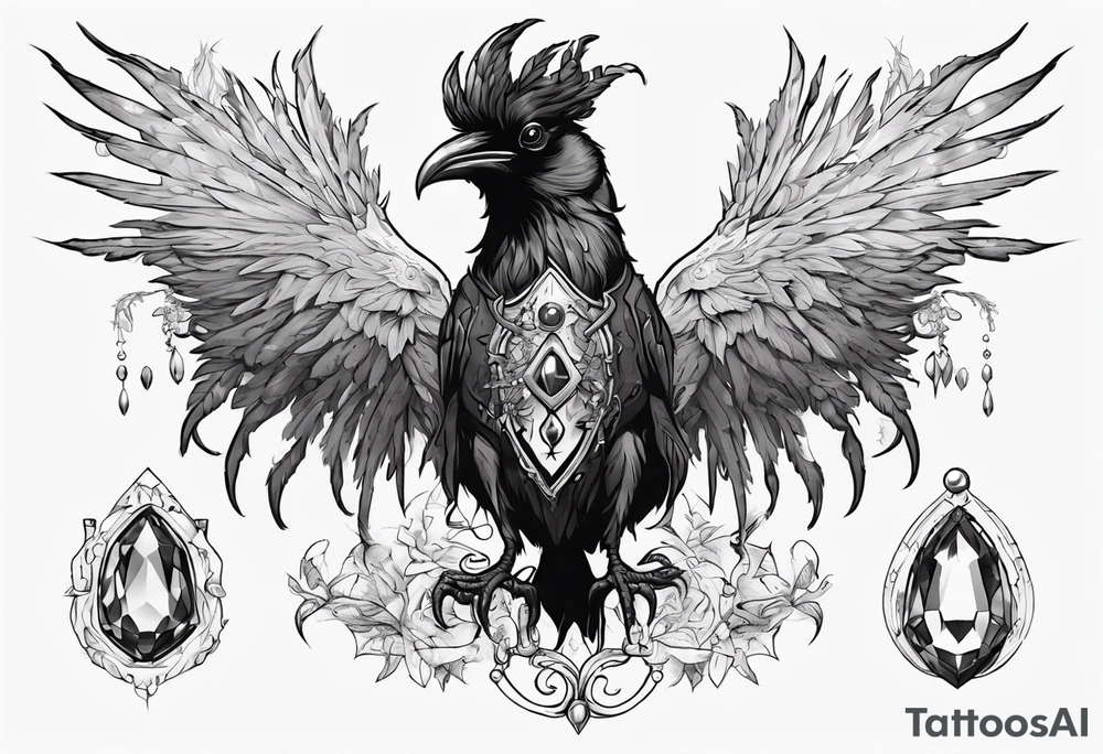 The Demon Raven Stolas, a Prince of Hell who is obsessed with gems, knowledge of astrology and poisonous plants. tattoo idea