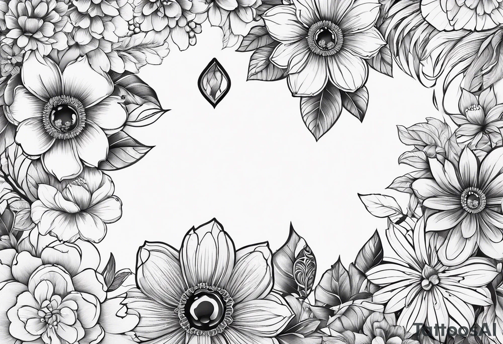 Paw print made with flowers tattoo idea