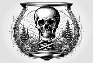 Hour glass with a skeleton hand on top tattoo idea