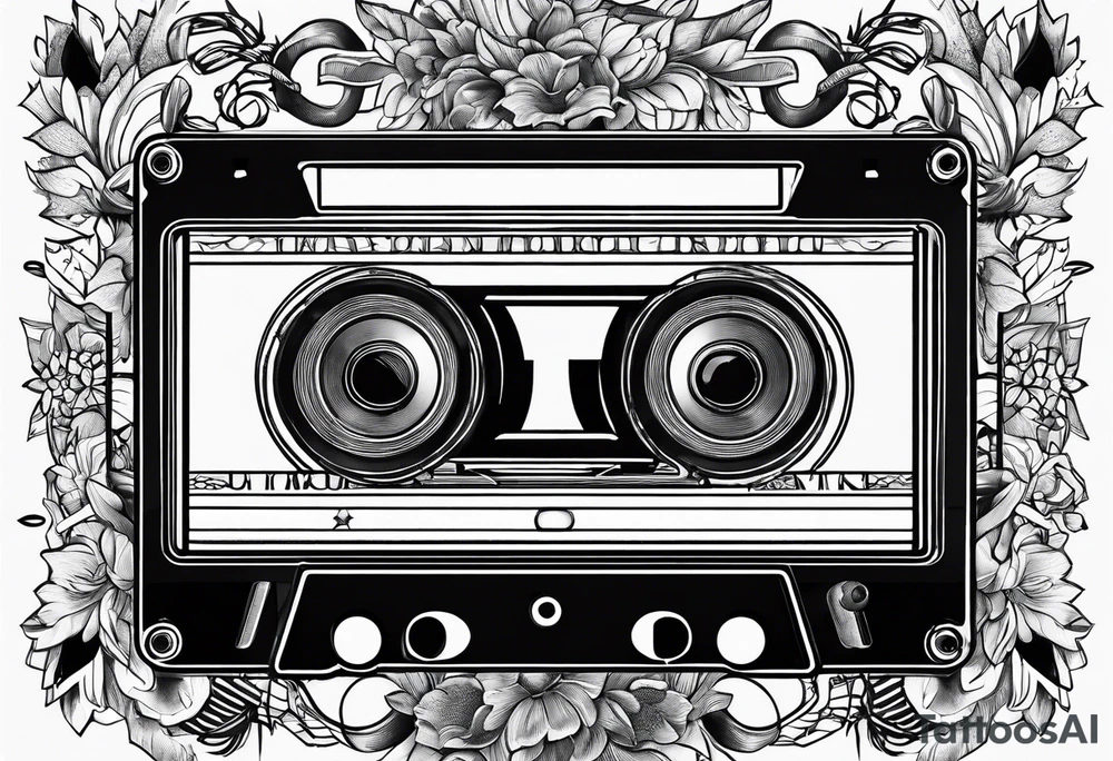 cassette tape with large label tattoo idea
