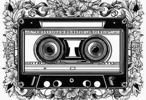 cassette tape with large label tattoo idea