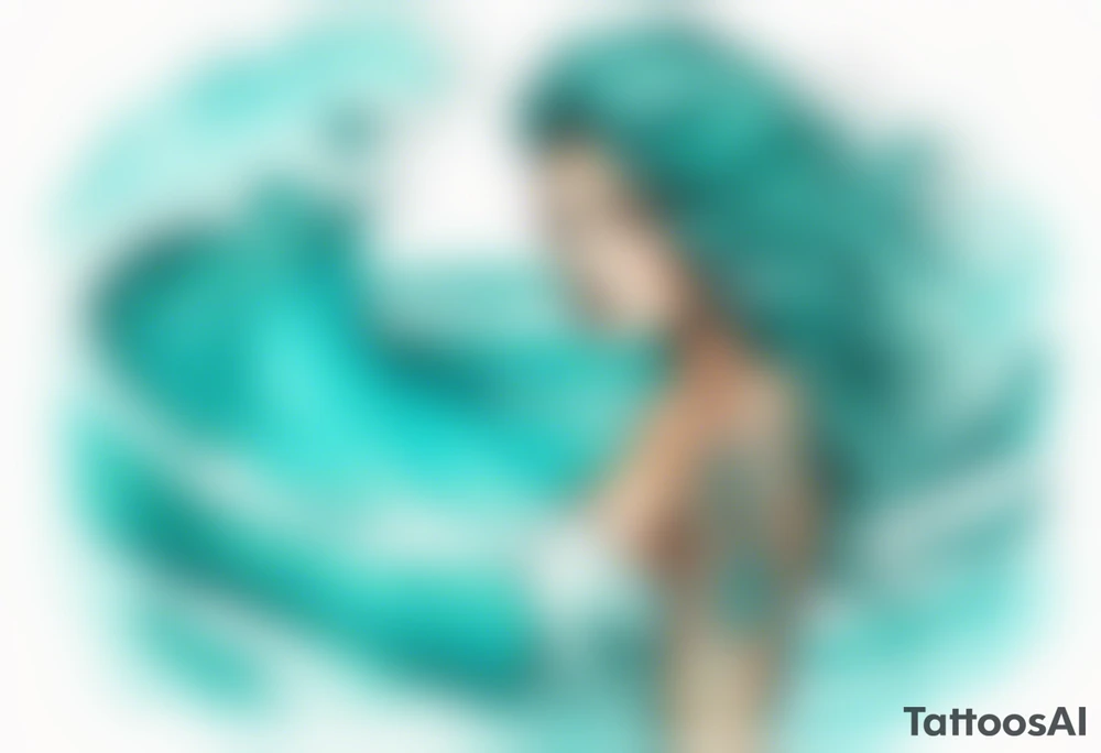 a turquoise water woman standing in the waves tattoo idea