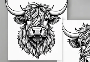highland cow smiling standing tattoo idea