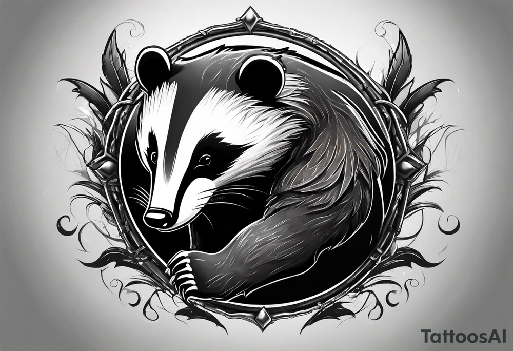 Draw me badger with aggressive full body, killer face with cute smile, very long nails and he attacks like a Turkish gladiator to enemy and also he has very deadly looking. The only weapon is his braveness he fights with his nails. Everybody scares after their first sight. tattoo idea