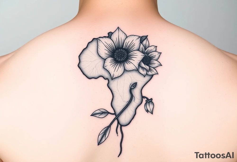 Africa and flower tattoo idea
