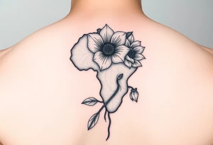Africa and flower tattoo idea
