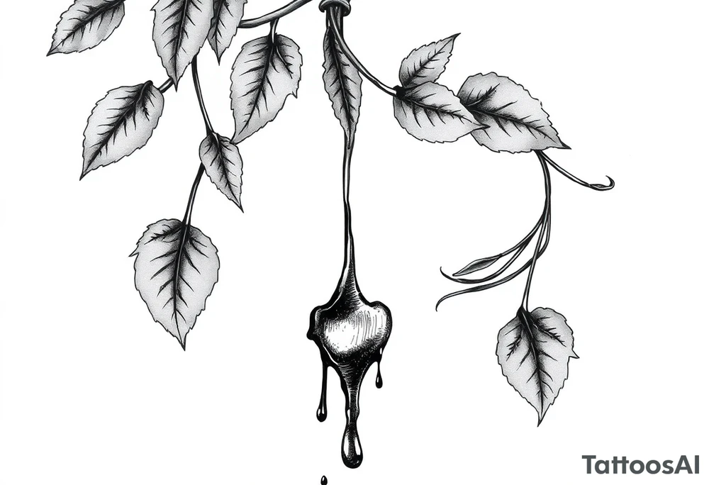 leaves dripping with ink around penis tattoo idea