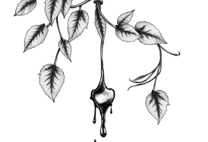 leaves dripping with ink around penis tattoo idea