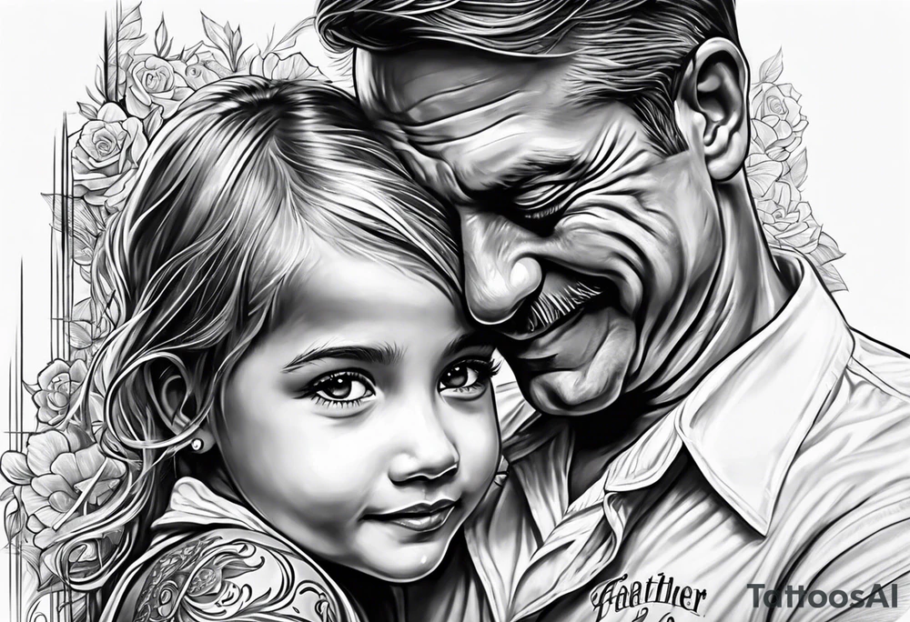 little girl with her dad and the word father tattoo idea