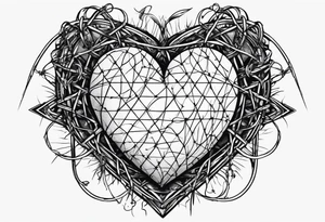 the words “i keep a close eye on this heart of mine” with barbed wire wrapped around it tattoo idea