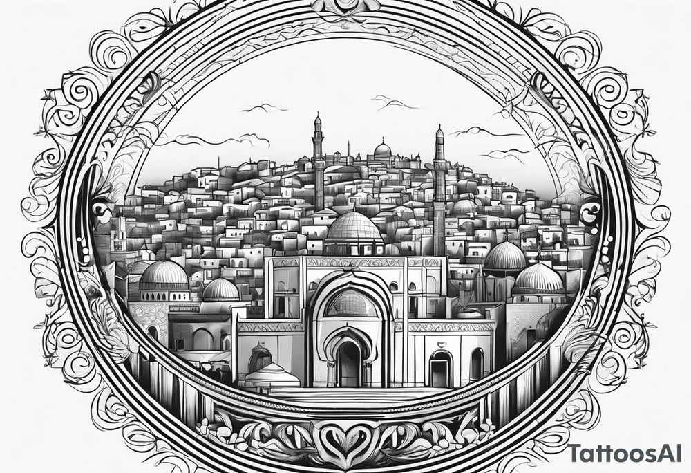 israel city vector swirl 
 vignette tattoo idea