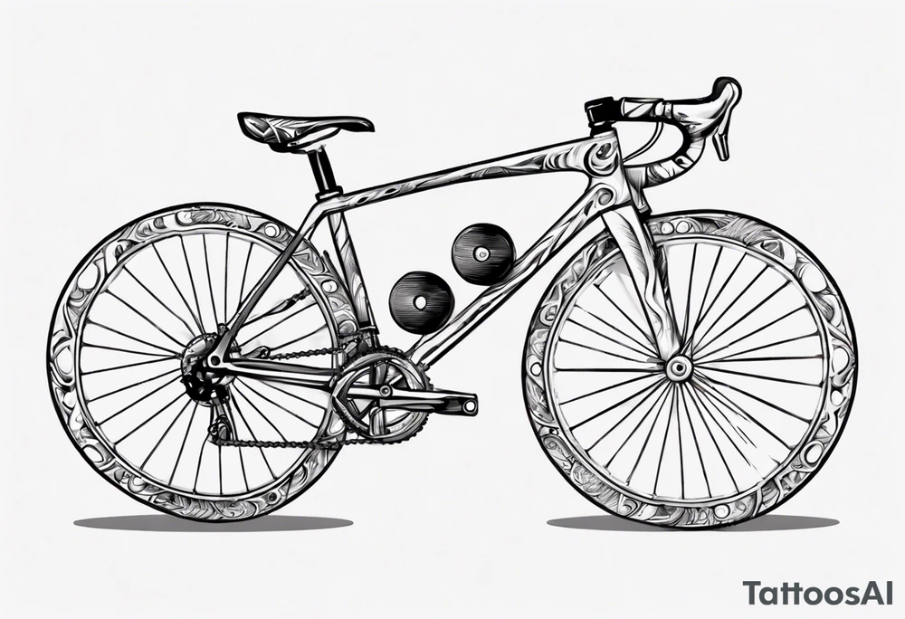 road bicycle and a mountain and a dumbbell tattoo idea