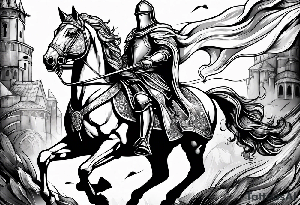 Templer knight on horse with sword an shield tattoo idea Templer knight on horse with sword an shield tattoo idea