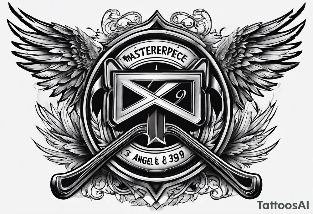 Hockey sticks crossing with number 39 and angel wings around it tattoo idea