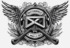 Hockey sticks crossing with number 39 and angel wings around it tattoo idea