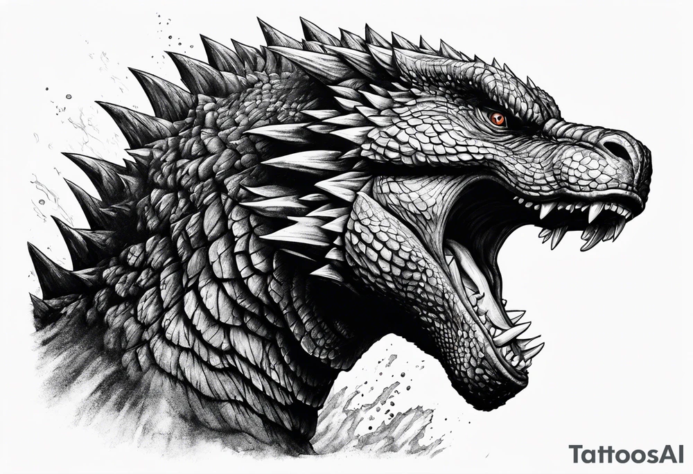 godzilla, roaring tattoo idea