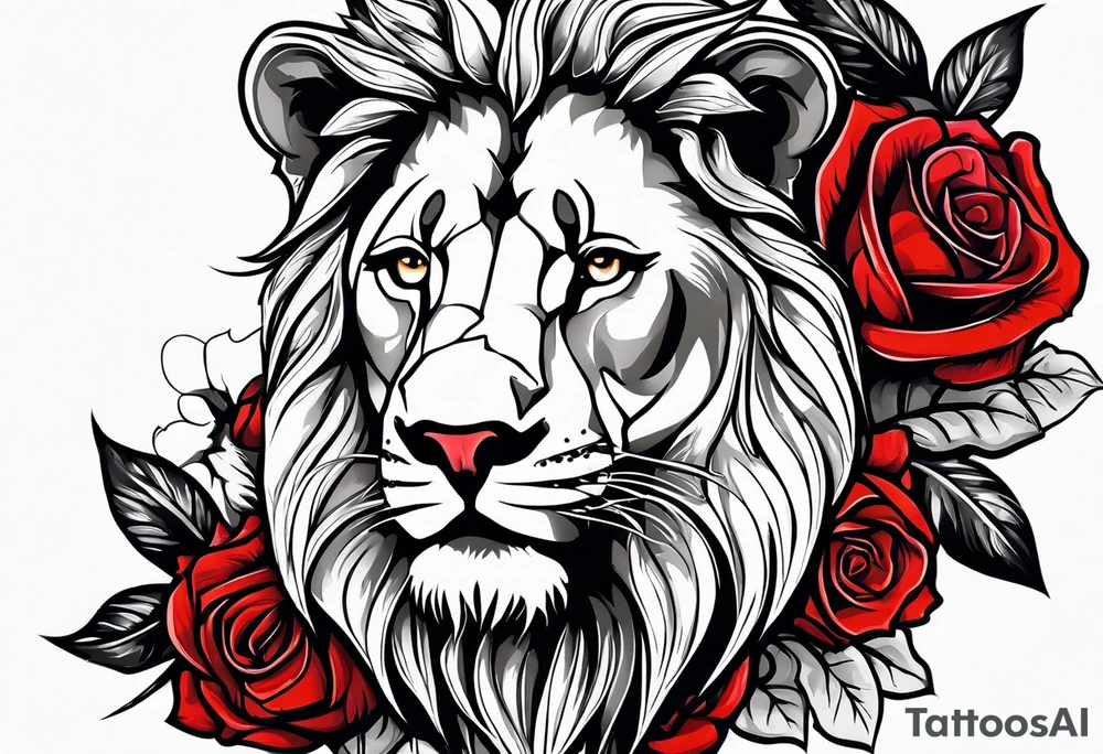 Lion, jesus, rose, rosary tattoo idea