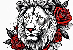 Lion, jesus, rose, rosary tattoo idea