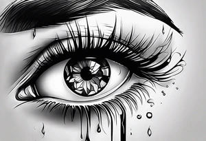 Realistic eye crying tears tattoo idea
