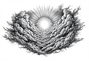 A beaming sun shining thru stormy clouds tattoo idea