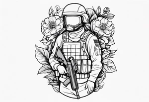 soldier holding flowers tattoo idea