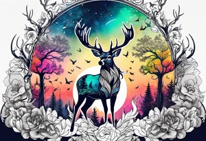 deer forest tattoo idea