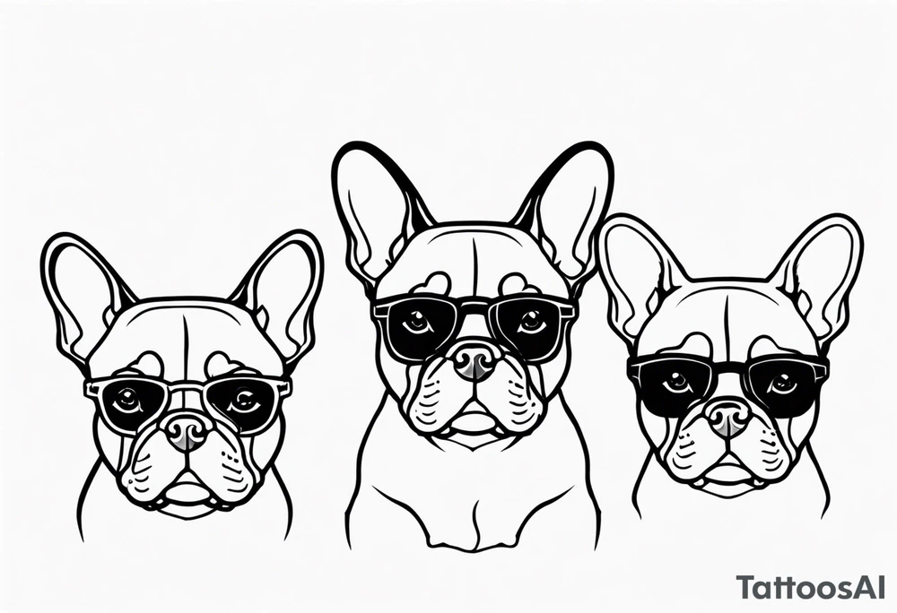 three French bulldogs tattoo idea