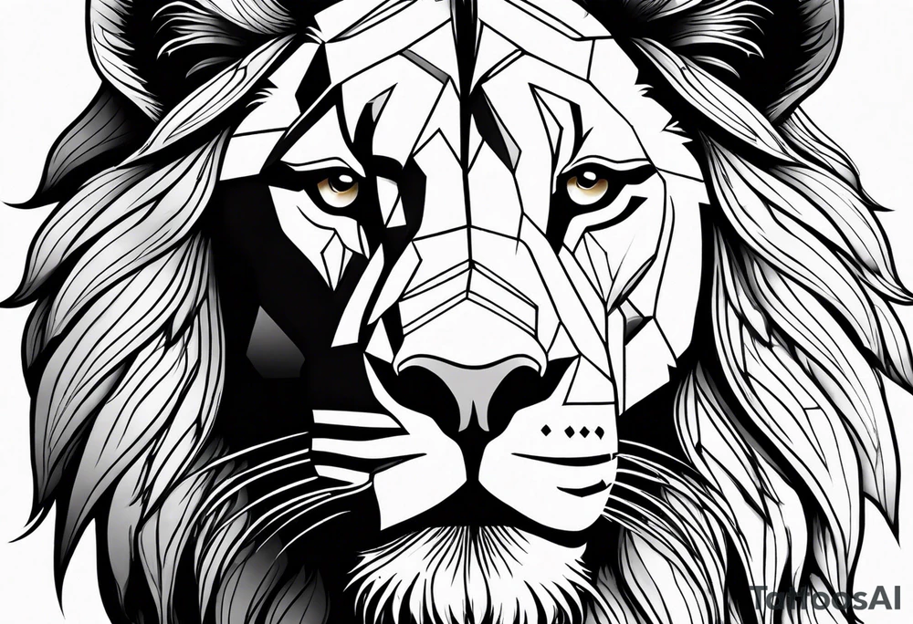 powerful majestic lion, close-up tattoo idea