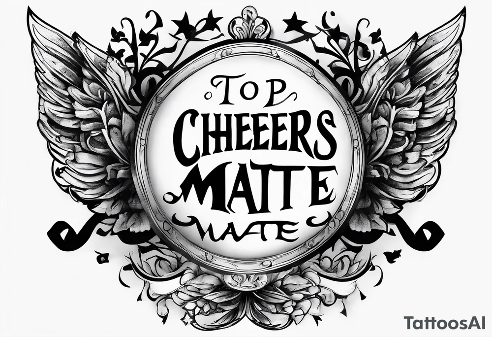 Cheers Mate text, armband +Cancer Ribbon tattoo idea