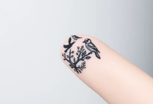 A bear, woodpecker and cardinal tattoo idea