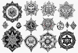 a bunch of ocultism sigils tattoo idea